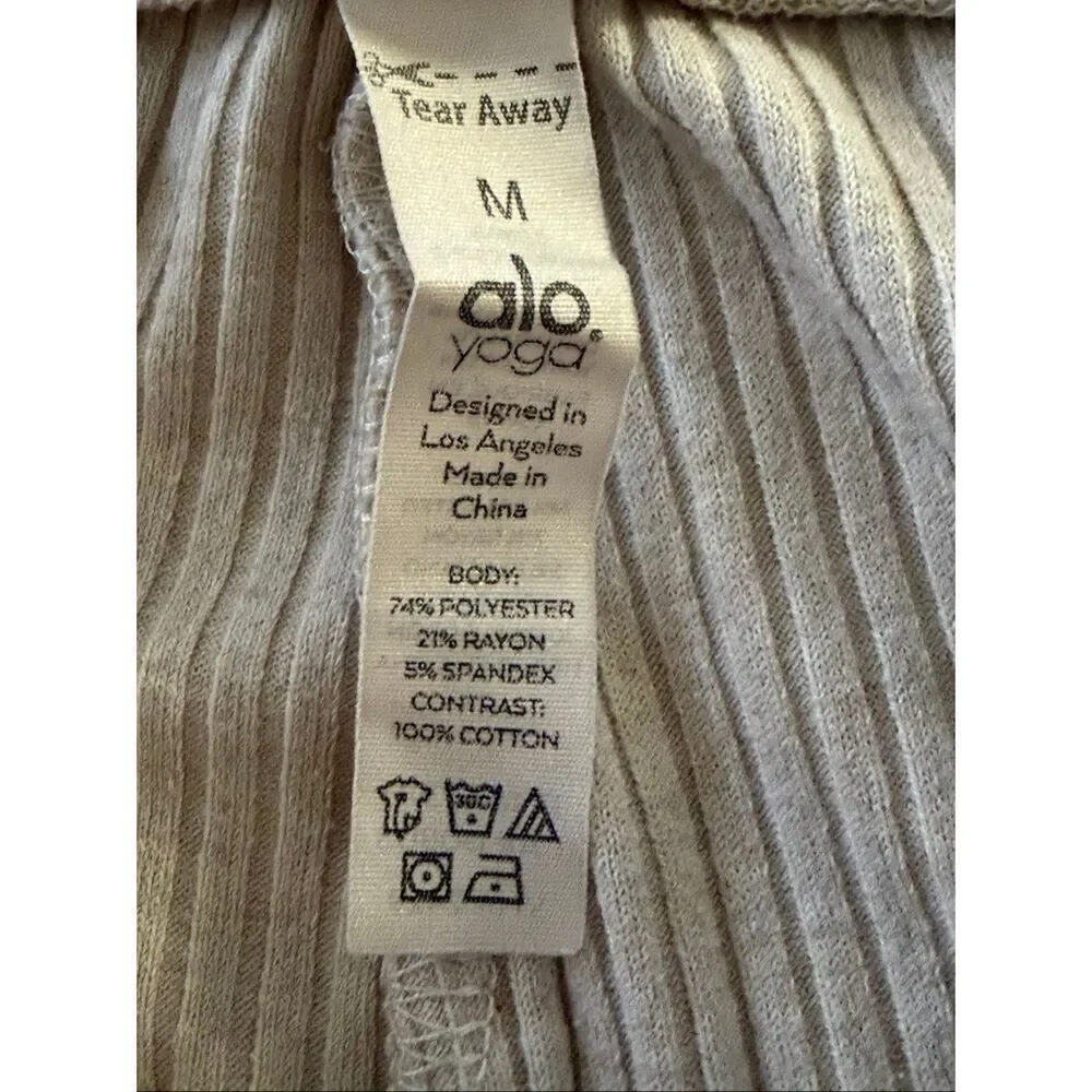 Alo Yoga Ribbed Joggers Cream Beige Womens Medium Lounge Pants